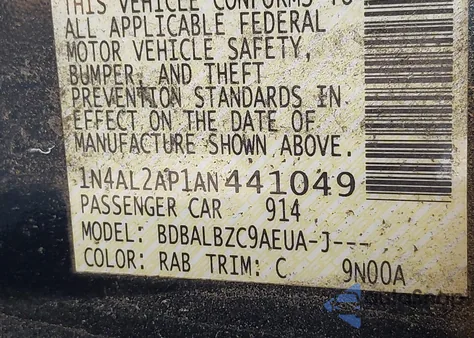 2010 Nissan Altima 2.5 S z USA, uszkodzony, nr VIN 1N4AL2AP1AN441049